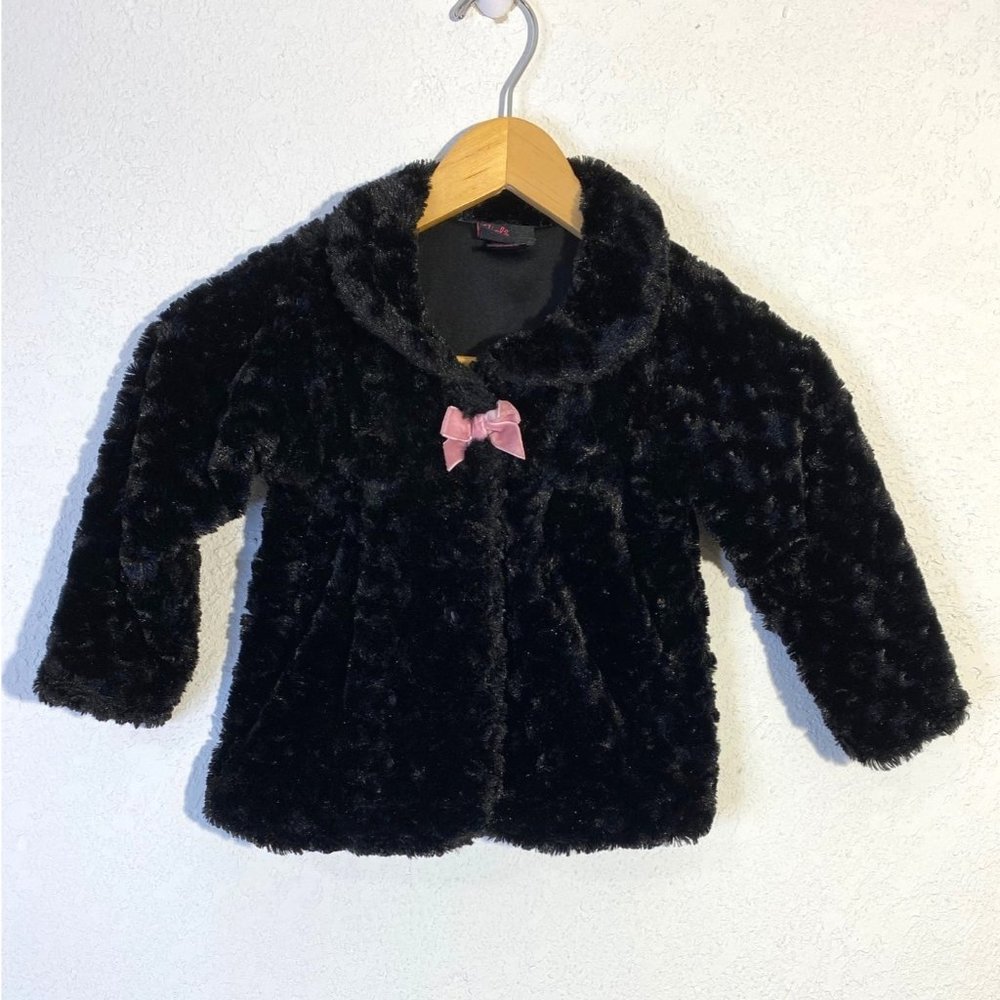 Girls Rule Black Size 5 Faux Fur Plush Chenille Peacoat Jacket